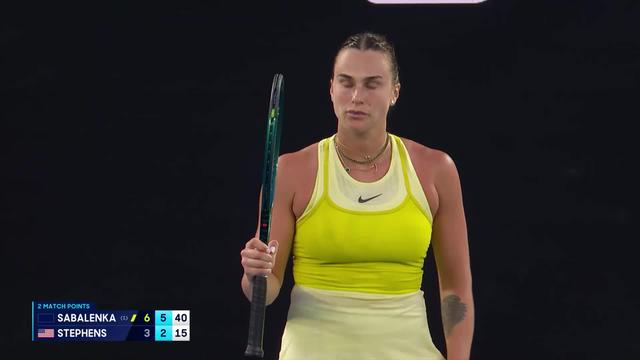 Open d’Australie, 1er tour, A. Sabalenka - S. Stephens (USA) (6-3, 6-2): la numéro 1 mondiale réussit son entrée en lice