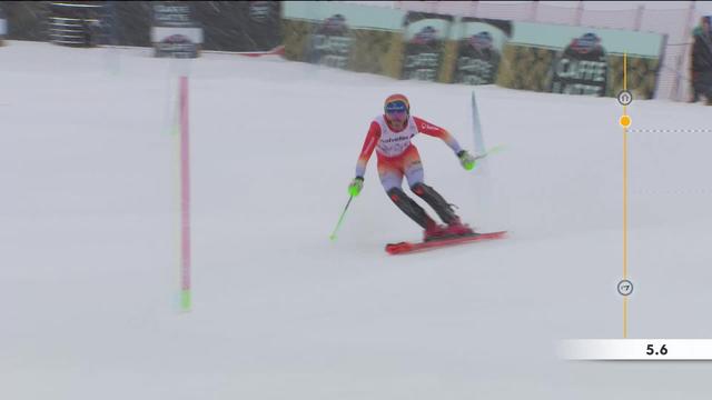 Adelboden (SUI), slalom messieurs 1re manche: le passage de Tanguy Nef (SUI) qui se qualifie