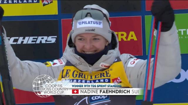 Les célébrations de Nadine Fähndrich (SUI) qui remporte le classement du sprint du Tour de ski