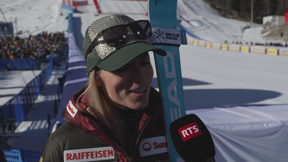 Cortina d'Ampezzo (ITA), descente dames: Lara Gut-Behrami (SUI) réagit après sa course