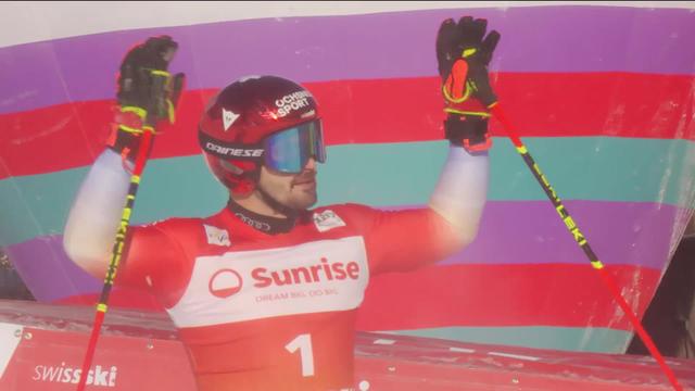 Adelboden (SUI), slalom Géant messieurs, 1re manche: Loïc Meillard (SUI) ouvre la course devant le public suisse