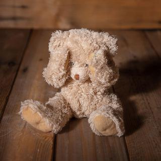 Un ours en peluche posé par terre évoque la maltraitance infantile.