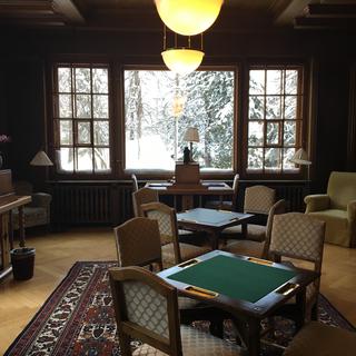 La bibliothèque de l'hôtel Waldhaus de Sils Maria.