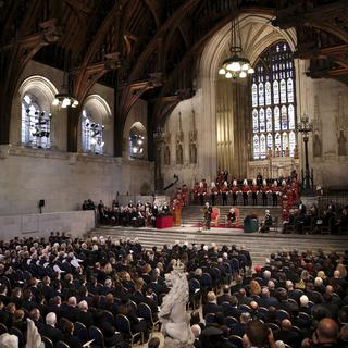 Le roi Charles III lors de son premier discours devant les parlementaires britanniques à Westminster.