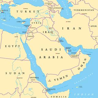 Carte politique du Moyen-Orient.